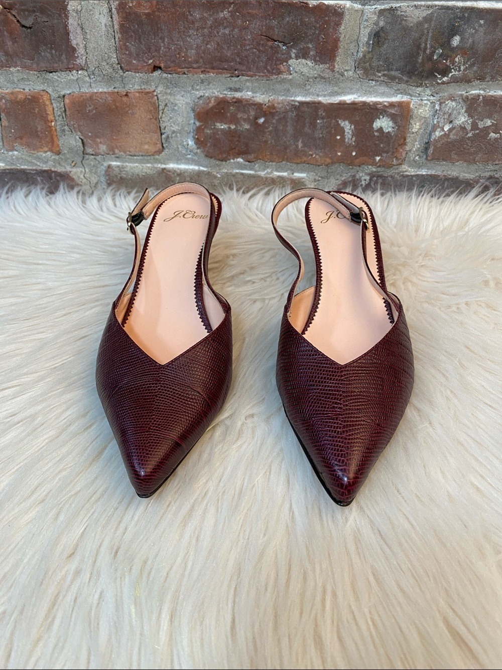 J. Crew Sophia Slingback Leather Kitten Heel Pumps, Size 7 - Picture 6 of 16